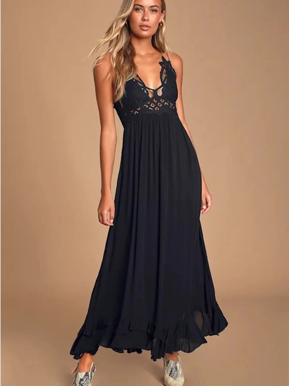 Free People Black Adela Maxi dress